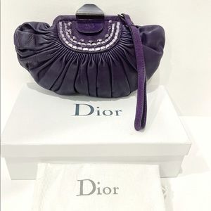 Christian Dior Small Clutch/Wristlet in Purple Leather